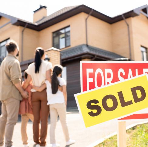 Family looking at a new home