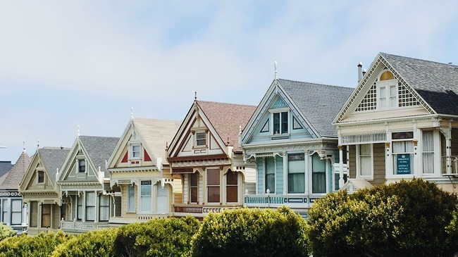 Colorful homes in a neighborhood