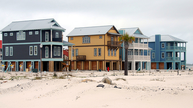 Stilted vacation houses on east coast beach
