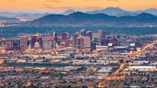 Downtown Phoenix at dusk