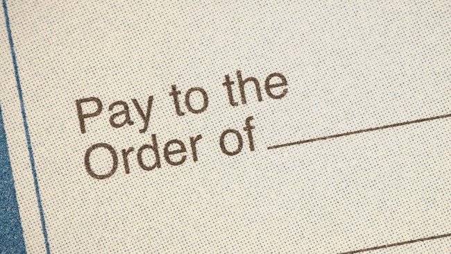 Close-up of bank check