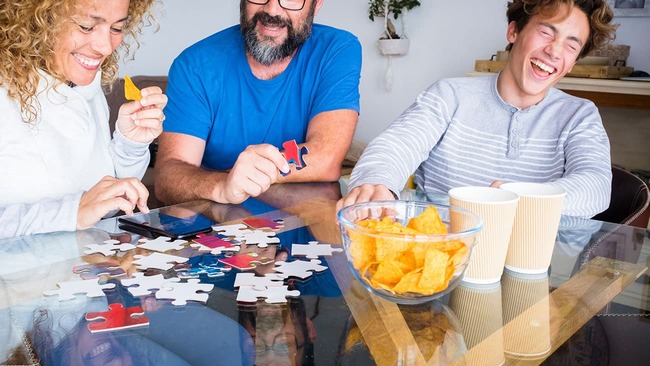 Friendly game night with snacks