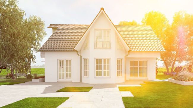 Street view of modern colonial style home