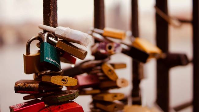 Stacked locks on a fence
