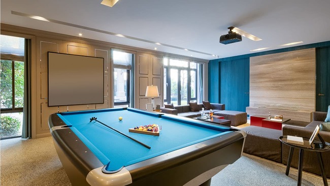 Pool table in recreation room