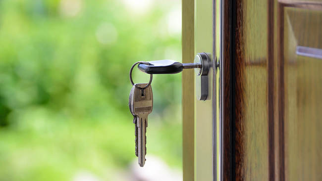 Home keys in door 