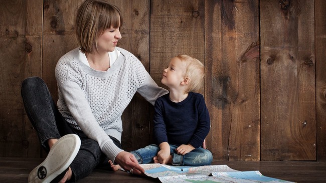 Single parent playing with child