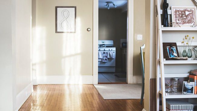 Starter home interior with wood floors