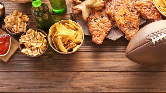 Super bowl party food on table