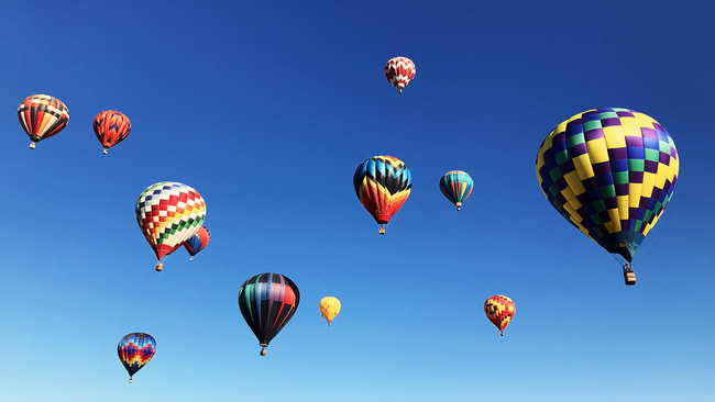 Hot air balloons in blue sky